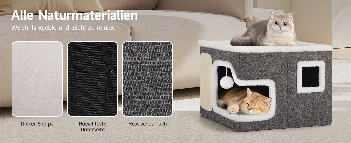 Кігтеточка-будиночок для котів Shikha, 2-ярусна, сіра, XXL, з ігровим м'ячиком, 61x45x32 см