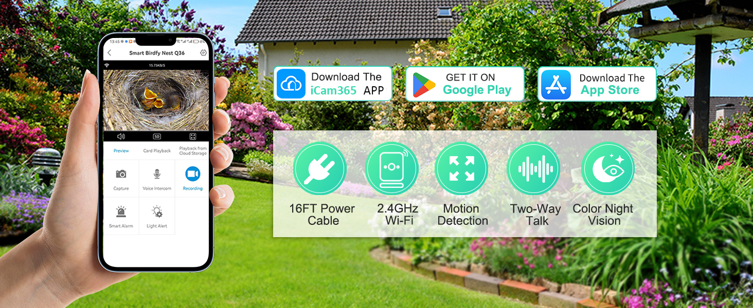 Будиночок для птахів з камерою 4MP HD, WiFi, водостійкий, нічне бачення, автоматичний запис, сповіщення в додатку, для спостереження за гніздуванням