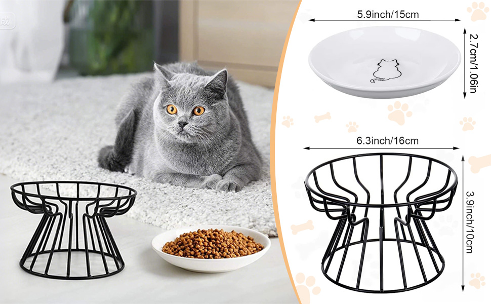 Підвищені годівниці для котів (2 шт.) - металеві миски з підставкою, 15 см, для кошенят та дорослих котів