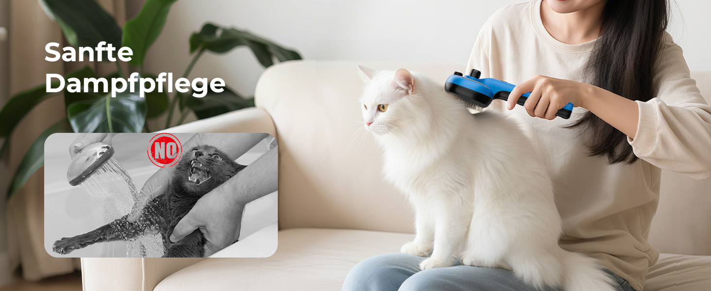 Побутова щітка для котів Pecute з парою та спреєм, багатофункціональна, для масажу та догляду за довгошерстими тваринами (блакитна)