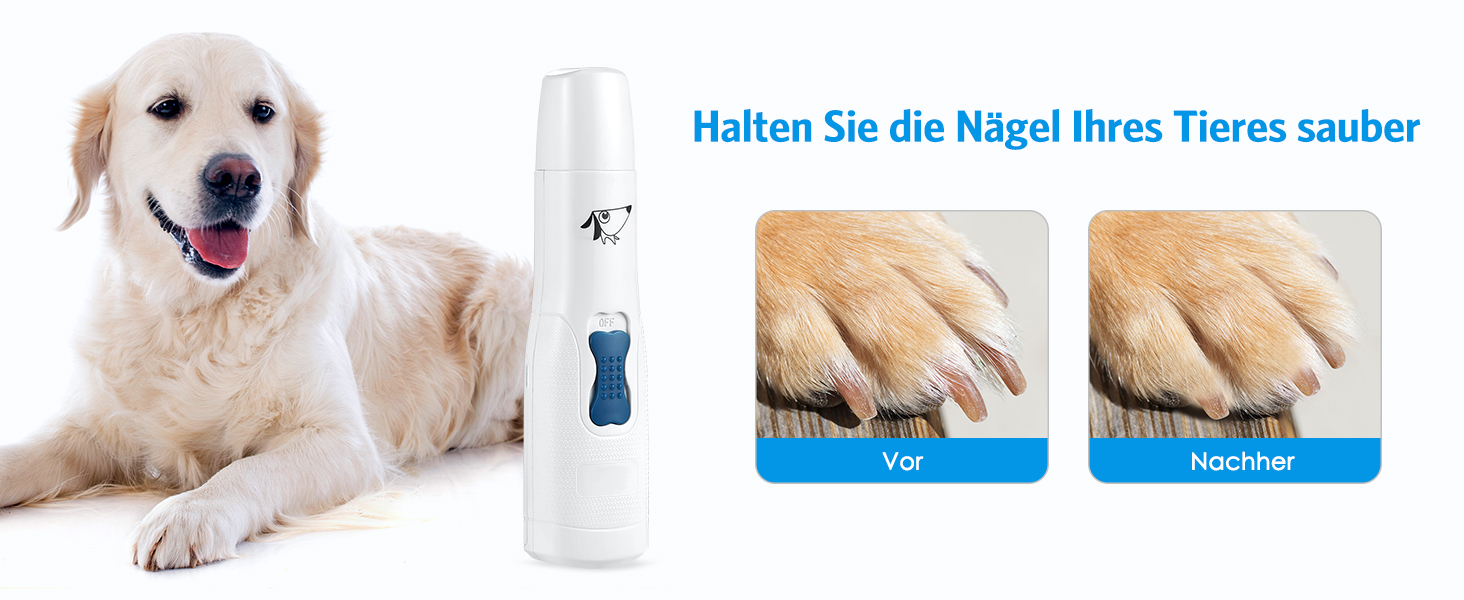 Електричний шліфувальник для собачих кігтів Brifit, тихий, для собак, котів та інших тварин, білий/сріблястий