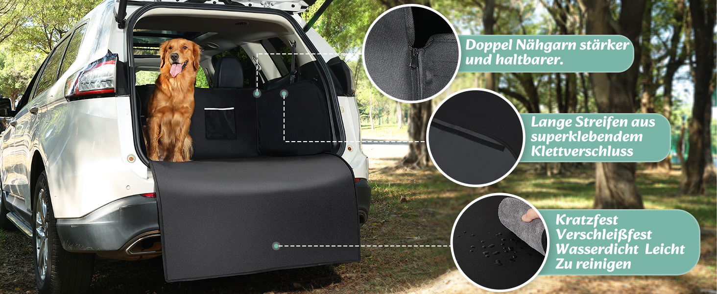 Захисний килимок у багажник для автомобіля для тварин KYG, чорний (XL+ 2 кишені)