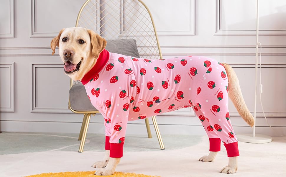 Комбінезон для собак Yeapeeto XL, полуниця: для відпочинку, захист від лизання, альтернатива конусу