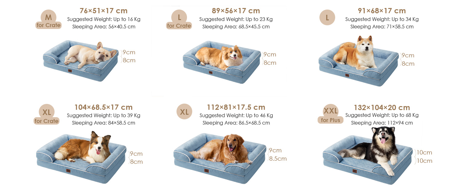 Ортопедичне ліжко для собак великих порід EHEYCIGA, 112x81 см, кошик для собак з Memory Foam, водовідштовхувальне, неслизьке, з високим бортиком, блакитний колір