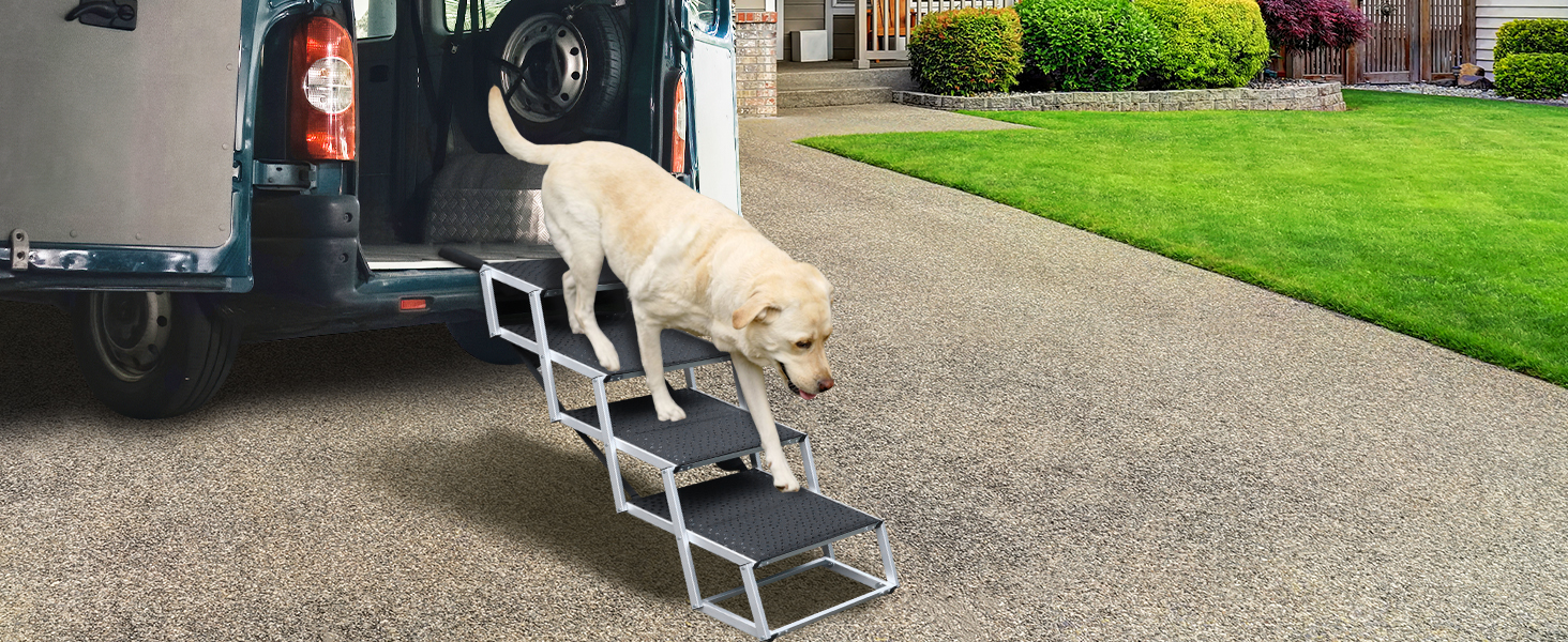 Східці для собак у машину SDLDEER, 4 сходинки, складані, регульована висота, до 80 кг, 64-68 см