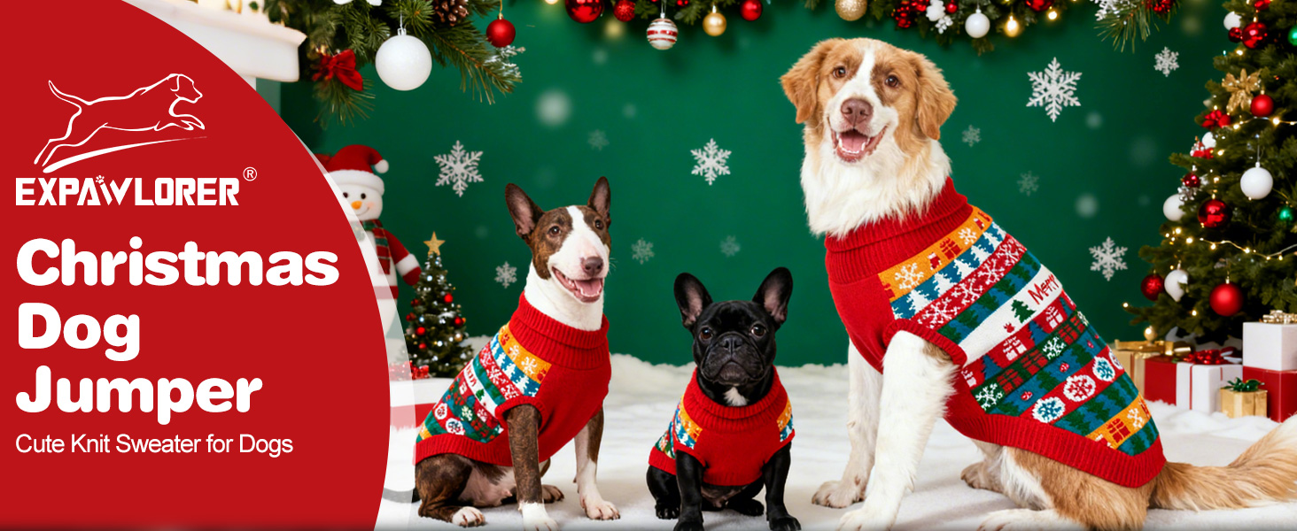 Пуловер для собак EXPAWLORER на Новий рік: теплий, модний, для маленьких, середніх та великих собак, XL X-Large