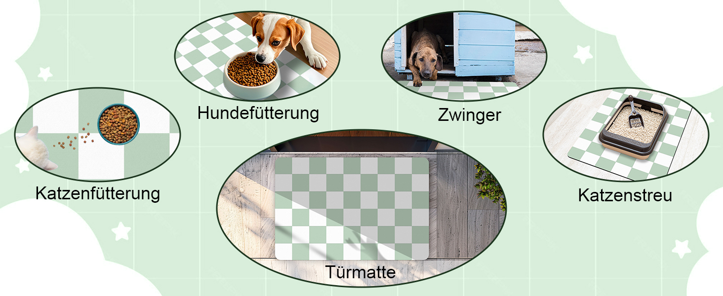 Килимок для годівлі котів та собак BLESWIN - антиковзаюча підстилка під миски, чорно-білий, 51x30,5 см