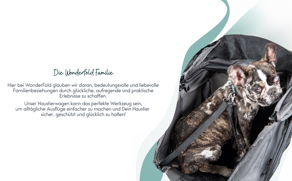 Візок для тварин WonderFold P2 для собак та котів з знімним кошиком, відкидним капюшоном з застібками та сітчастими віконцями, одноступеневе гальмо та легке складання, сірий колір Glacier Grey