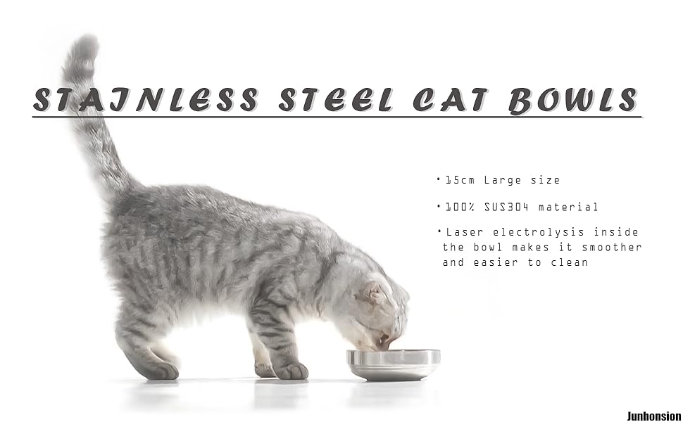 Миски для котів з нержавіючої сталі, широкі та плоскі (2 шт., 15 см)