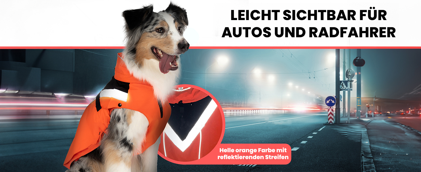 Водонепроникний дощовик для собак з винімним флісовим підкладкою, розмір L, помаранчевий