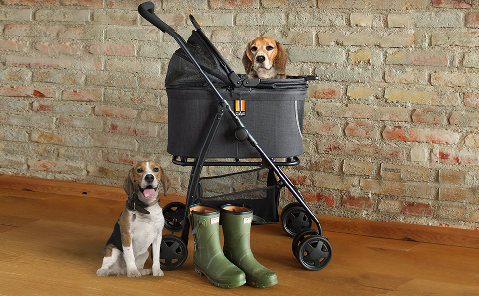Візок для собак MY DUQUE Coco 2-в-1: візок для тварин до 15 кг з кошиком для аксесуарів | Складний, з сучасним дизайном та маневреними колесами