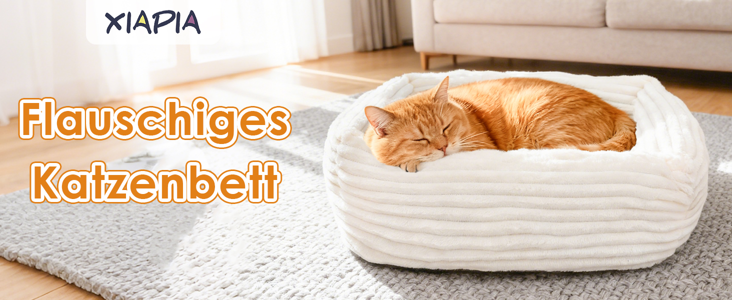 Килимок-ліжко для котів XIAPIA, 55x42x18 см, м'який, теплий, ортопедичний, білий