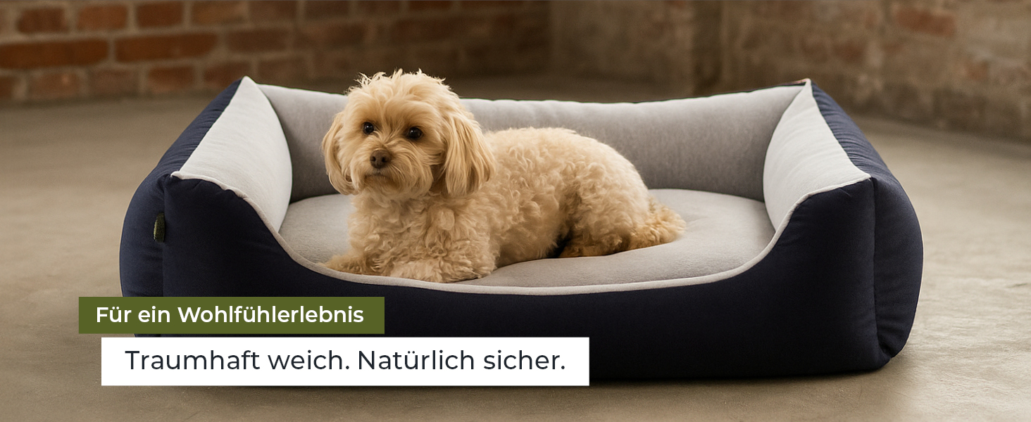 Ліжко для собак Doctor Bark Kleine Hunde - Корзина для собак, м'яка та пухнаста - Миється, зносостійка, затишна - Зроблено в Німеччині GreenLabel (S - 74x55 см, світло-сірий)