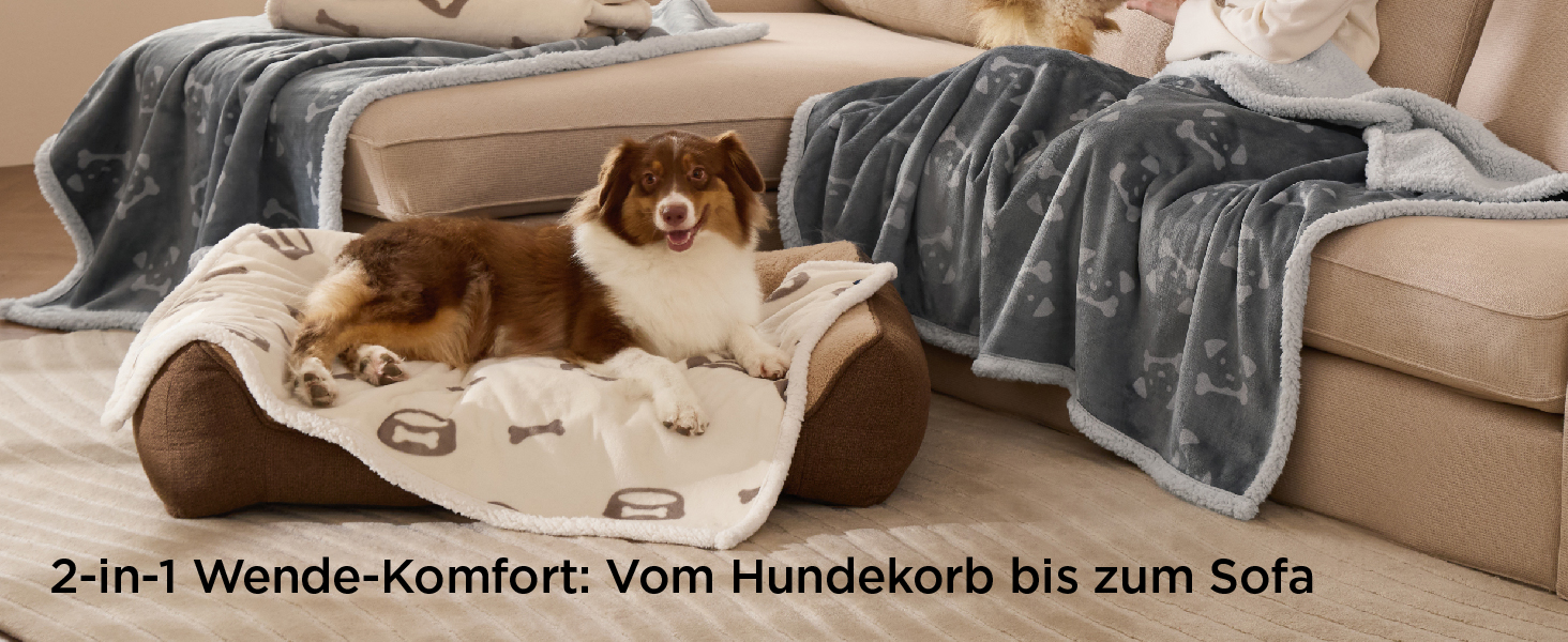 Водонепроникний коврик для собак BEDSURE великих порід - 152x127 см, миючий, з Sherpa Fleece, м'який, сірий XL (127x152)