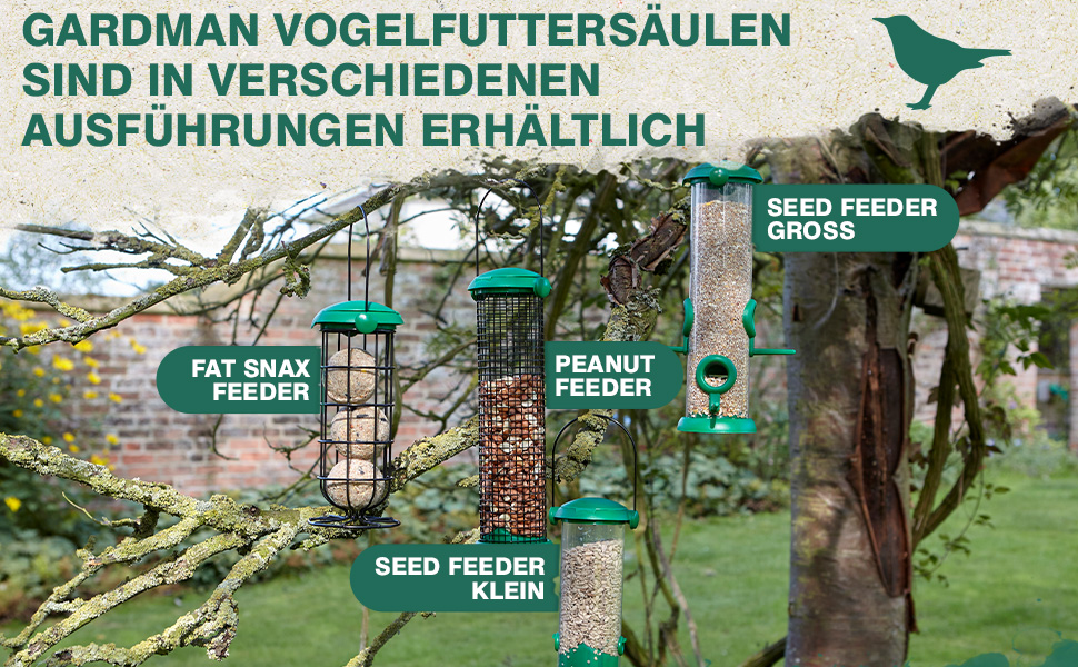 Годівниця для птахів Gardman Heavy Duty – міцна металева годівниця з 4 місцями для насіння, соняшника та горіхів