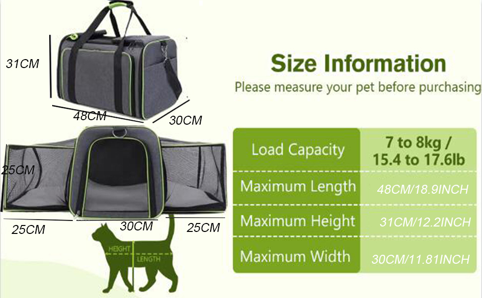 Транспортна сумка для котів та собак SHJOEE, розширювана, складана, сіра з блакитним, 48x30x31 см