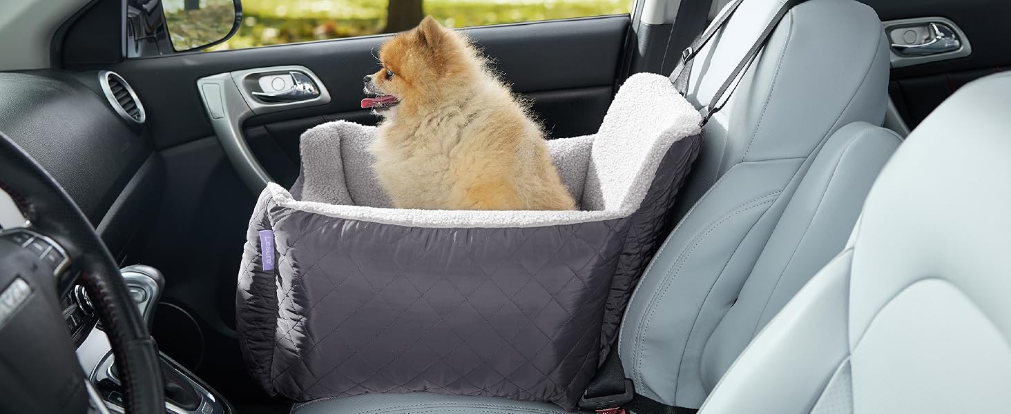 Автокрісло для собак Lesure - сіре, водонепроникне, з поворотком для повіска, для маленьких собак