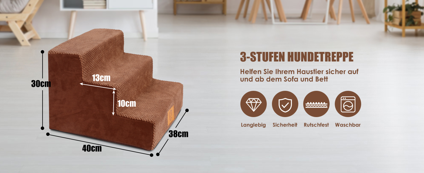 Сходинки для собак та котів Zvonema: 3 сходинки, антиковзкі, знімний чохол, для маленьких тварин