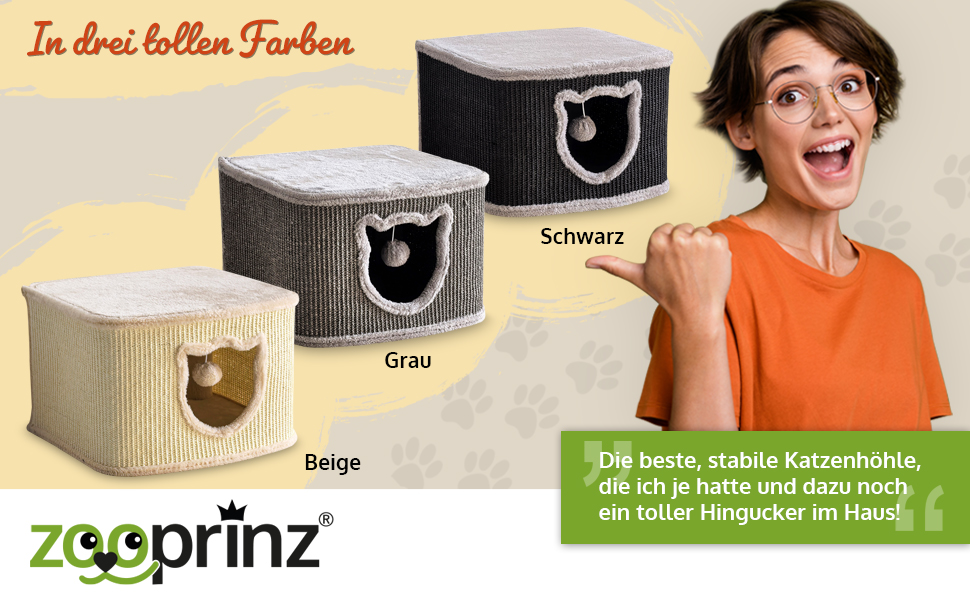 Преміум котячий будиночок Zooprinz – котячий кошик для кота – з товстими сизалевими стінами – печеринка з м'яким плюшем та іграшкою – котячий будиночок у скандинавському стилі (сірий)