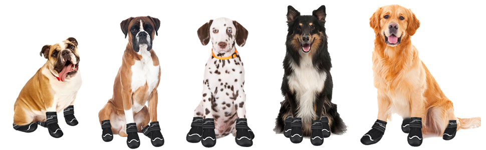 Чоботи для собак, 4 шт., неслизькі, захист лап, з світловідбиваючим ремінцем та липучкою, зимові чоботи для маленьких собак