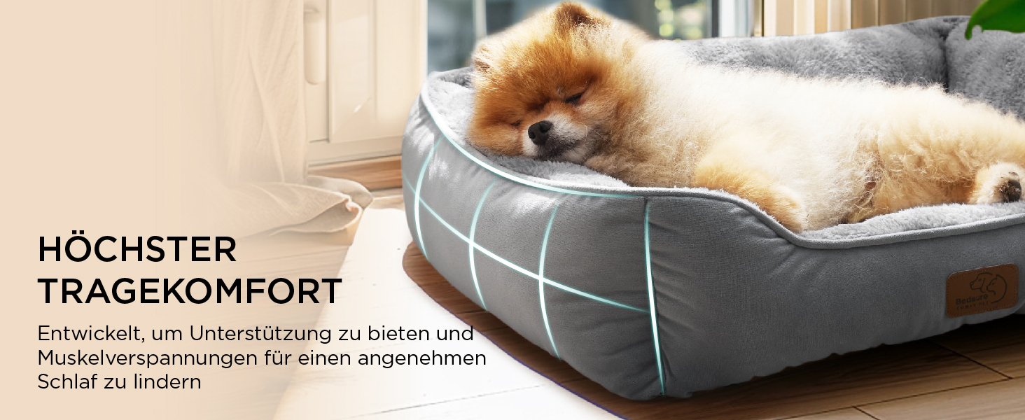 Ліжко для кота BEDSURE, 51x41 см, сіре. Зручне ліжечко для кота та маленьких собак з неслизьким дном та м'яким бортиком. Підходить для дому.