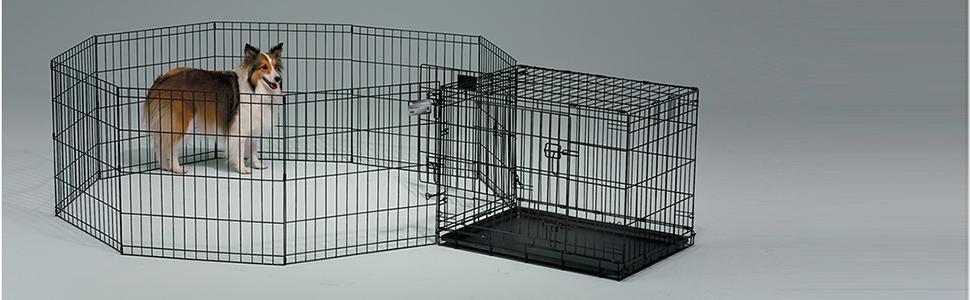 Клітка-загорожа для собак Midwest Homes for Pets 550-36DR, 157 x 157 x 91 см, чорна емаль, з дверцятами