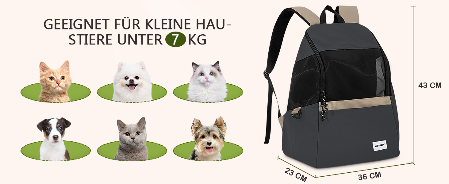 Рюкзак-переноска для тварин ALLSOPETS: для котів та маленьких собак, зручний, дихаючий, для подорожей, кемпінгу, прогулянок. Бежевий колір