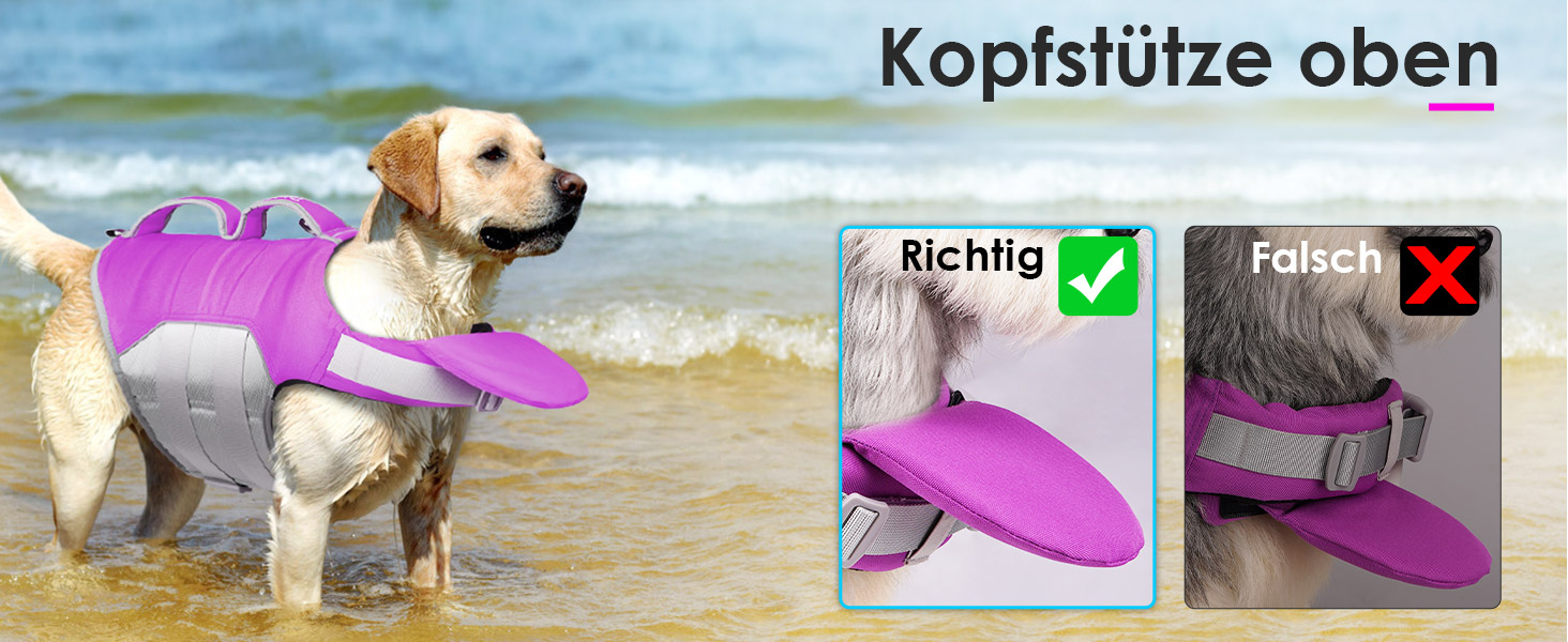 ThinkPet рятувальний жилет для собак, регульований, світловідбиваючий, з підйомною силою (фіолетовий, M)