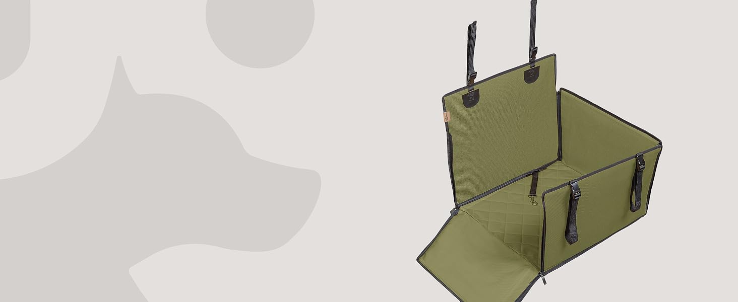 Автокрісло для собак WUGLO Extra Stabiler - міцне, водонепроникне, для собак середніх розмірів (M, Хакі)