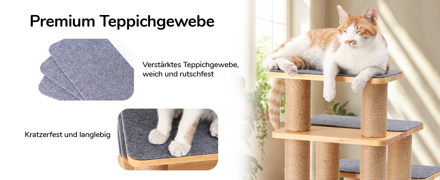 Сходинка для собак FUKUMARU, 3 сходинки, дерев'яна (сосна) з джутової тканини, регульована висота 18-51 см, вантажопідйомність до 90 кг, 6 варіантів підйому на ліжко/диван, сірий колір