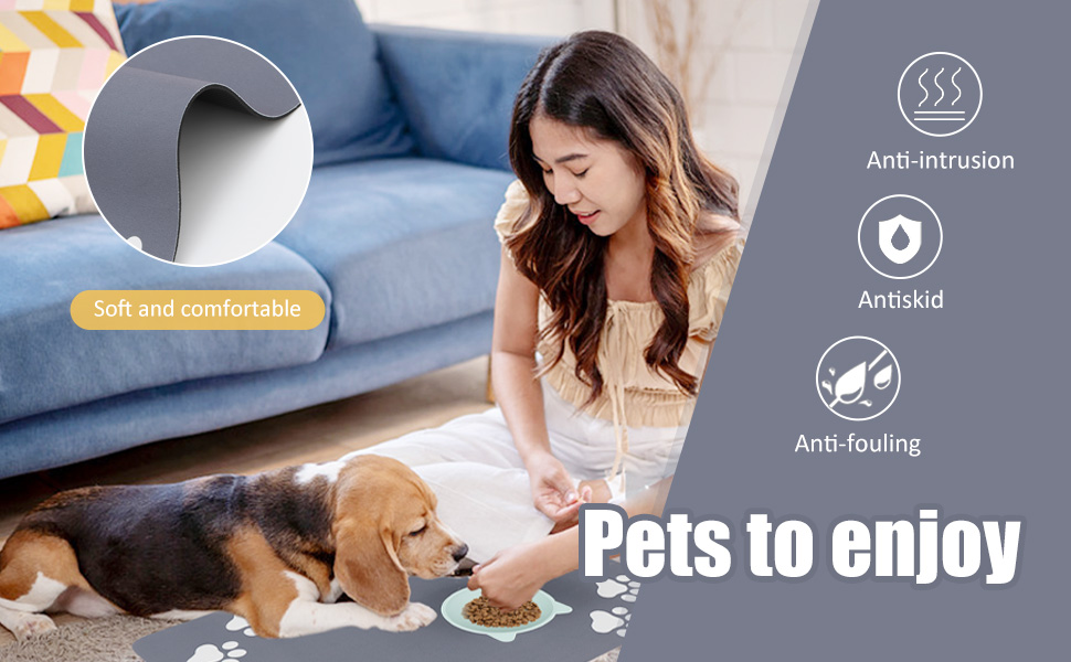 Килимок під миску для собак та котів, суперпоглинаючий, нековзний, миючий, 40x60 см (Світло-сірий)