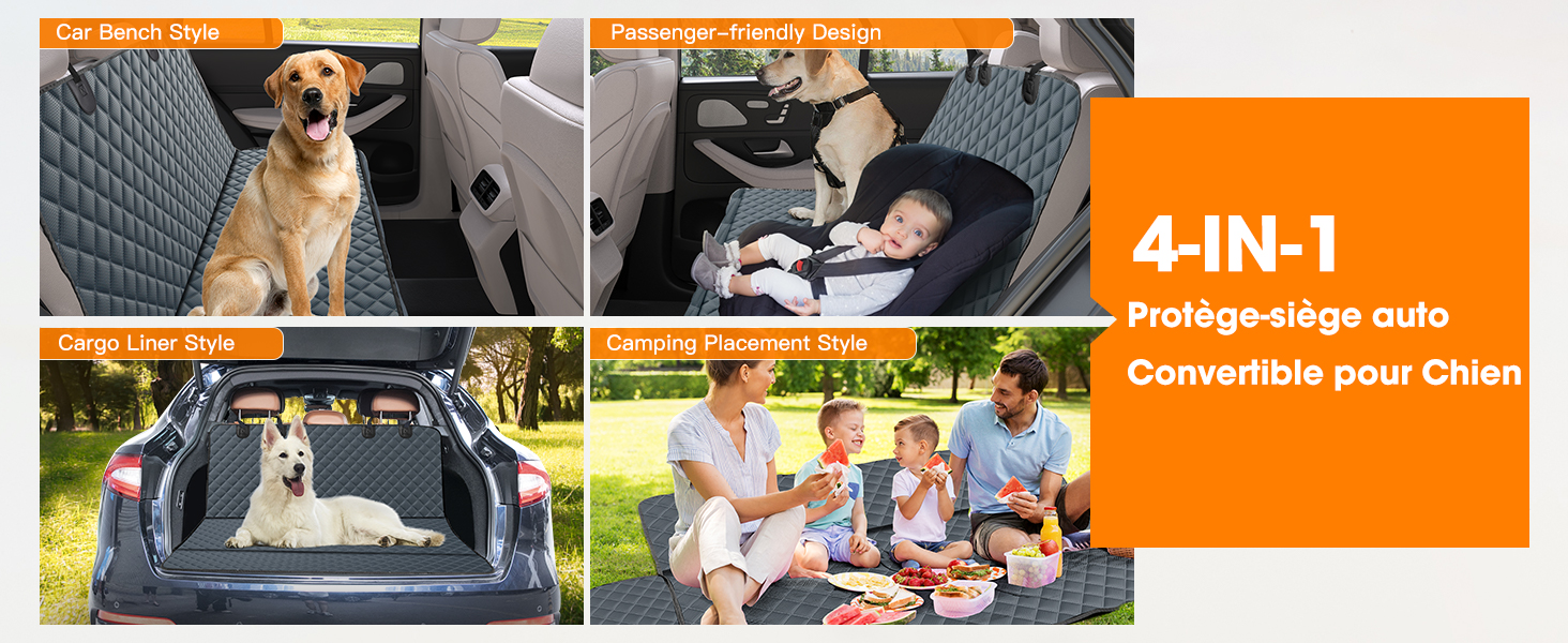 Автоматичний килимок для собак у машину JOEJOY, 137x120 см, чорний/сірий (захист від подряпин, вологості)