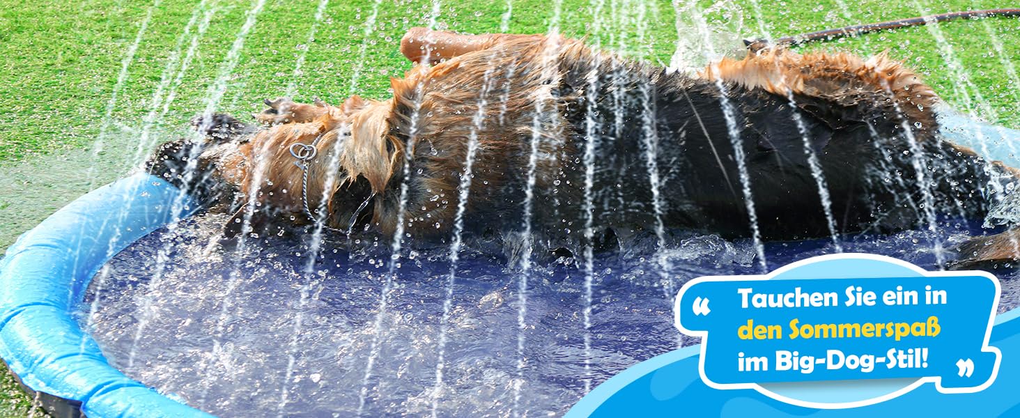 Басейн для собак Peteast великих і малих порід, дітей, 59 дюймів (150 см), розкладний, іграшка для води, антиковзаюча, блакитний