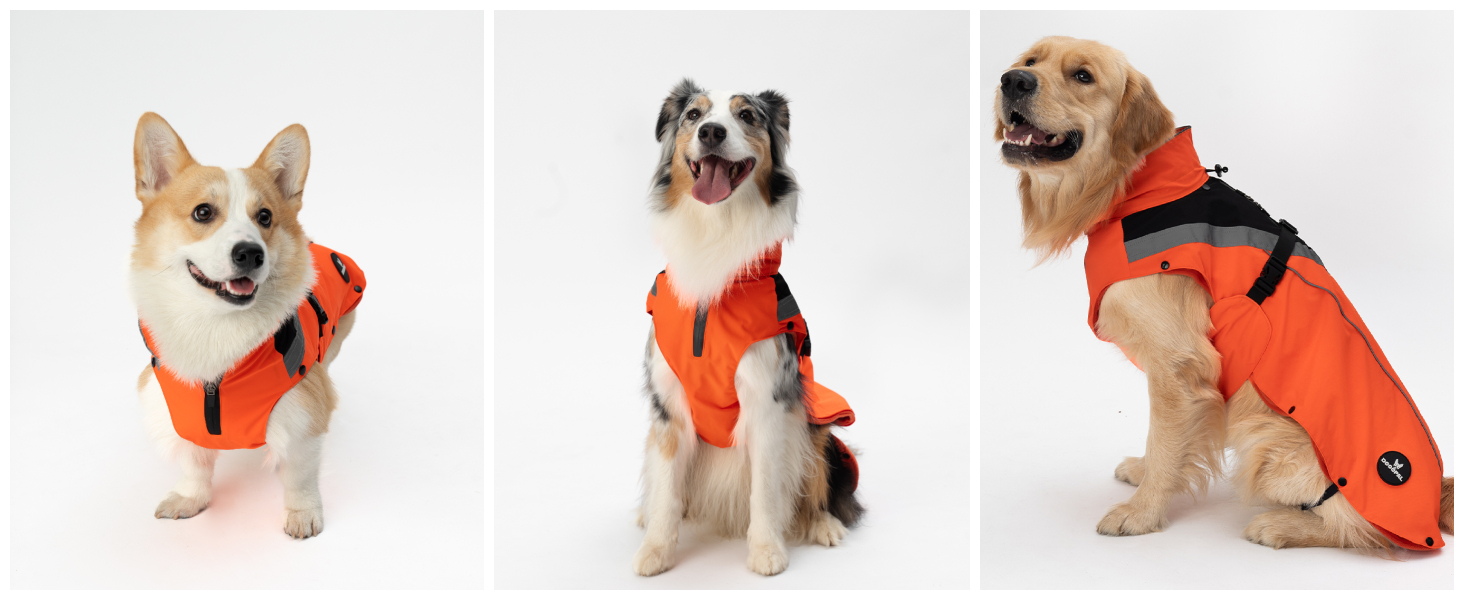 Водонепроникний дощовик для собак з винімним флісовим підкладкою, розмір L, помаранчевий