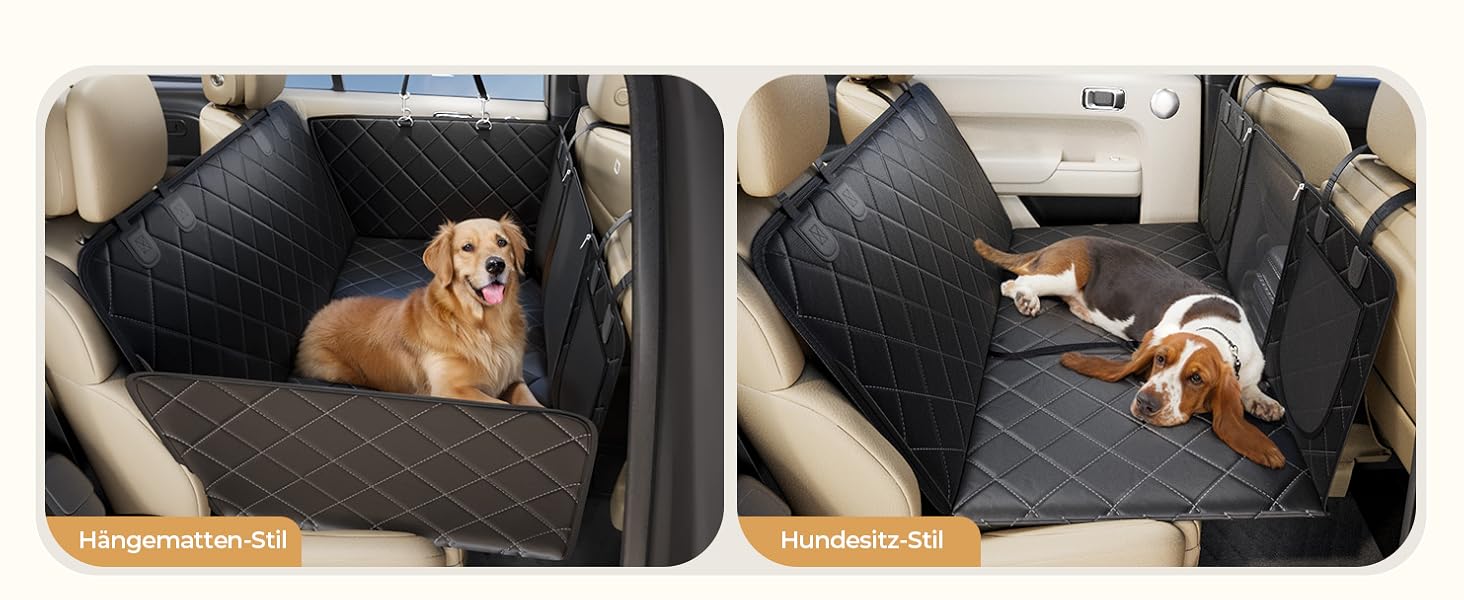 Килимок для собак у машину з жорсткою основою | Водонепроникний, антиковзний, захисний чохол на заднє сидіння авто | Килимок-матрас для собак XXL з 6 шарами та 2 фіксаторами для ременів безпеки