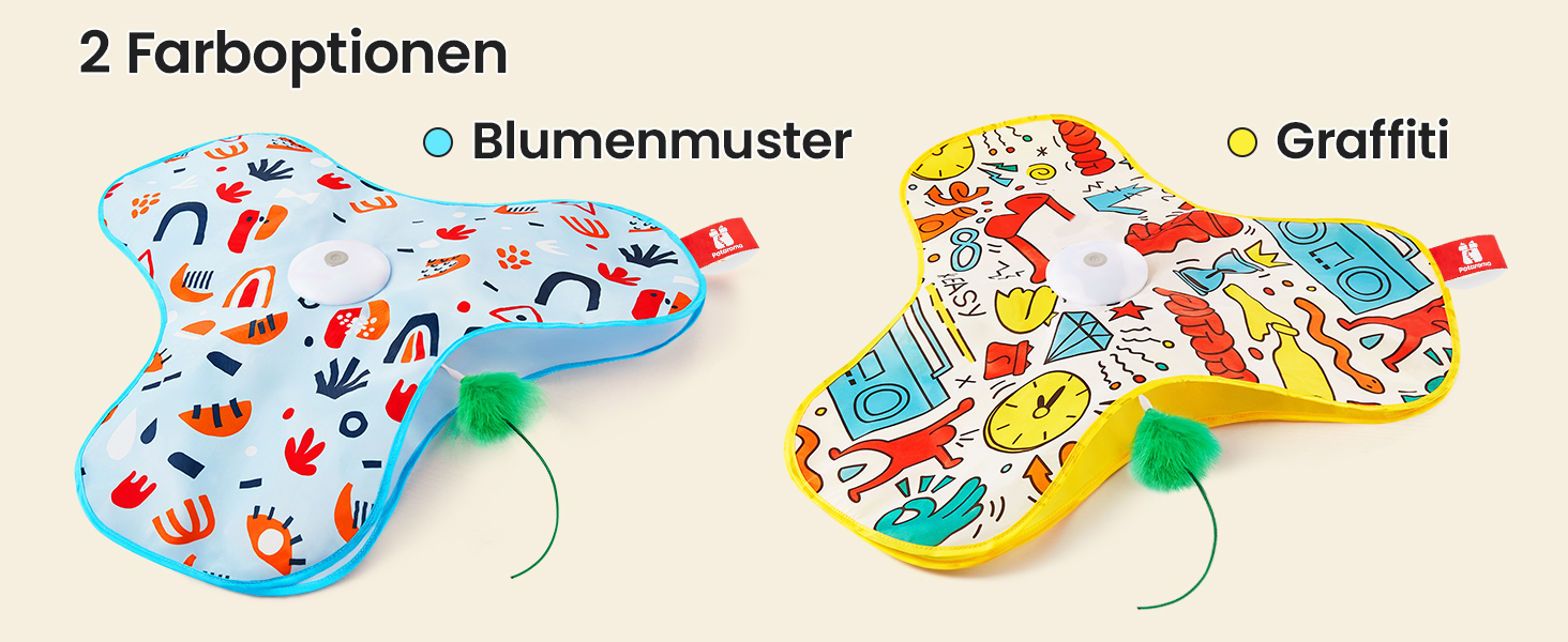 Інтерактивна іграшка для котів Potaroma з автоматичною подачею пір'я - перезаряджувана, з датчиком дотику та звуком миші, ідеальна для активних котів, з квітковим покриттям