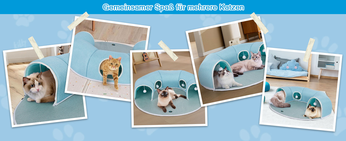 Туннель для котів Ownpets з ліжком, килимком-охолоджувачем та іграшкою, діаметр 25 см