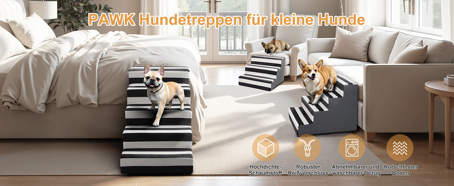 Сходинка для тварин PawK знімний чохол, 3 сходинки, щільний пінопласт, для собак та котів, 45 x 45 x 34 см