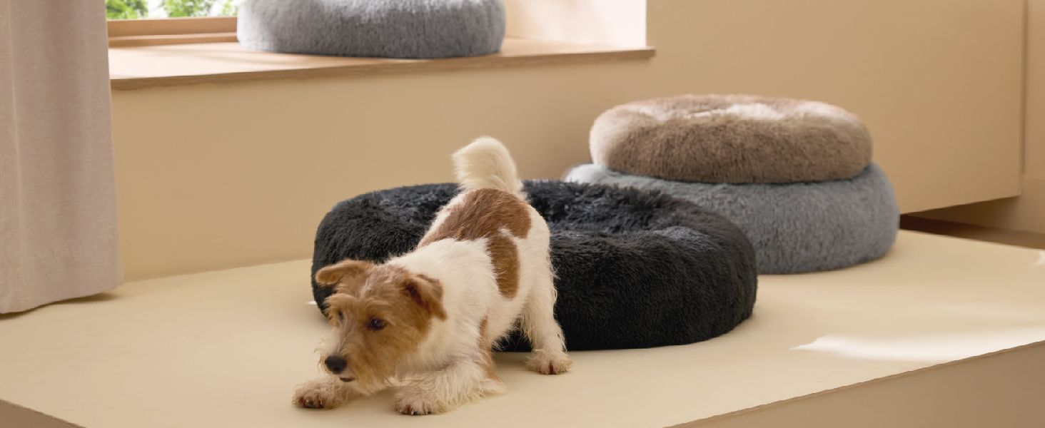 Кругле ліжко для котів BEDSURE Ø 60 см, м'яке, плюшеве, для котів та маленьких собак, 60x60x14 см