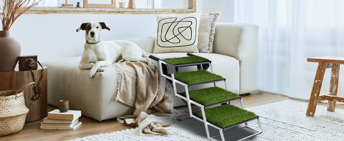 Східці для собак SDLDEER в автомобіль, 4 сходинки, складна рамка, допомога для завантаження, сумісні з усіма авто, регульована висота, вантажопідйомність до 80 кг, висота 64-68 см