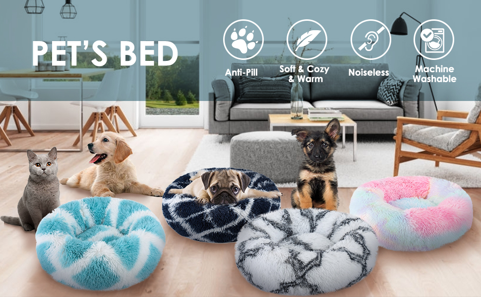 Килимок для кота та собаки 50x50 см, круглий, плюшевий, чорний