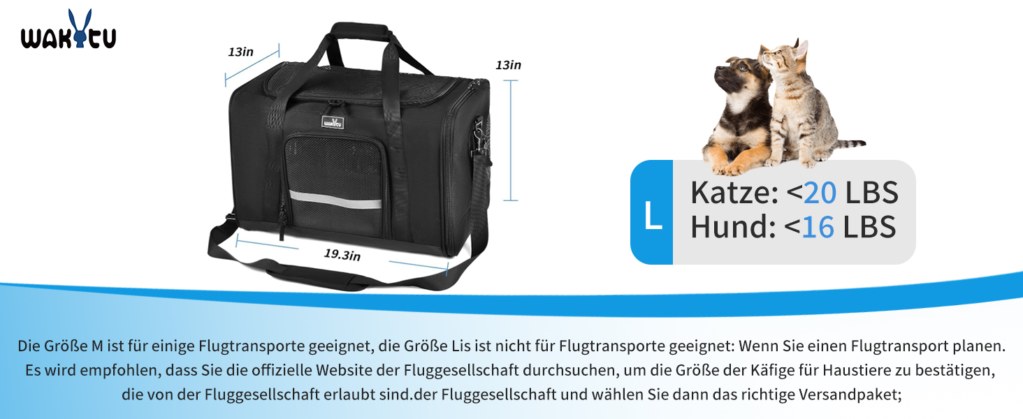 Сумка-переноска для собак та котів Wakytu, велика, чорна, розширювана, складна, 900D Oxford, міцна