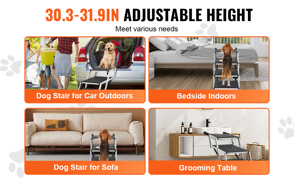 Сходинка для собак VEVOR - 5 сходинок, 77-81 см, для авто, SUV та LKW. Легка та складана, з антиковзким покриттям