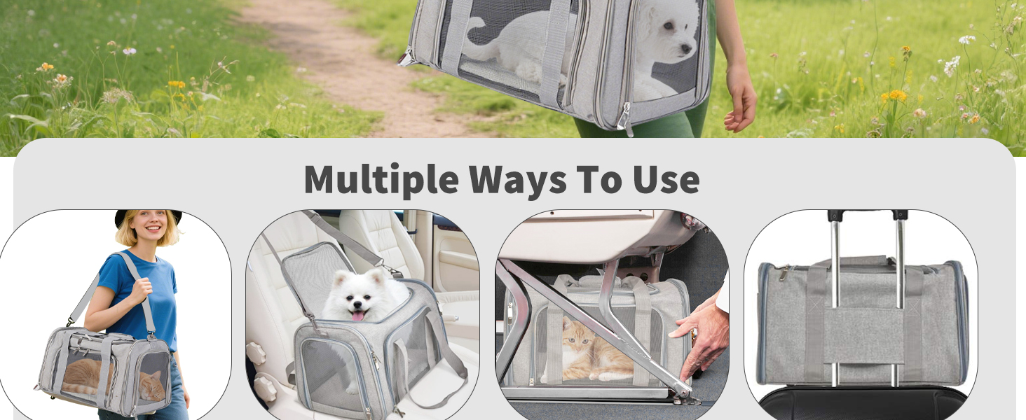 Транспортна сумка для кота/собаки PETCUTE, чорна, L, з підкладкою та плечовим ременем