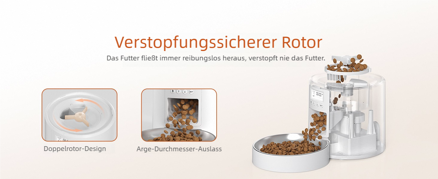 Автомат годівлі для котів 4.2L з програмуванням, з нержавіючою чашею, 6 прийомів їжі на день