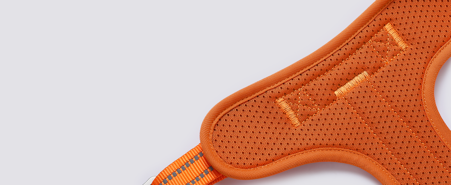 Нагрудник для собак Rabbitgoo середнього розміру, анти-тяга, регульований, з ручкою, міцний, тактичний, з металевими пряжками, для прогулянок (M, Помаранчевий)