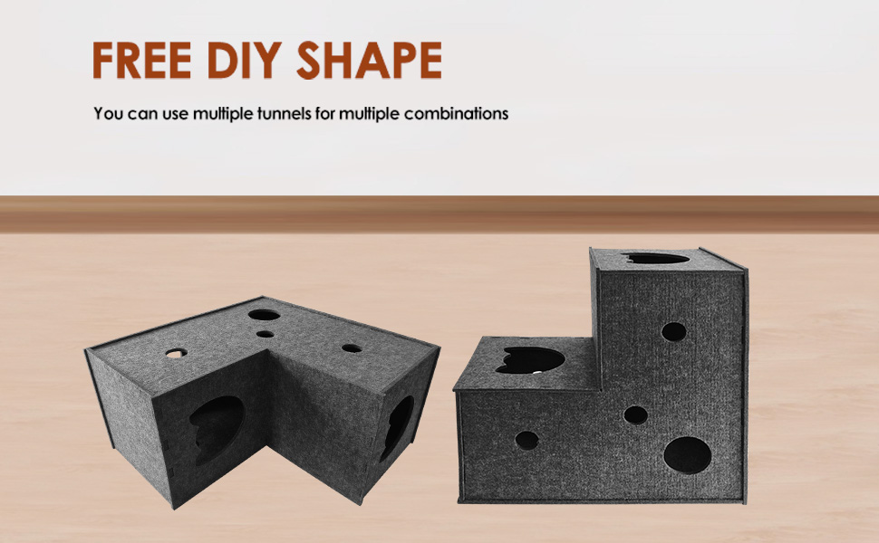 Туннель для котів Homegroove L-подібний, великий, з фільцу, інтерактивний, DIY, сірий