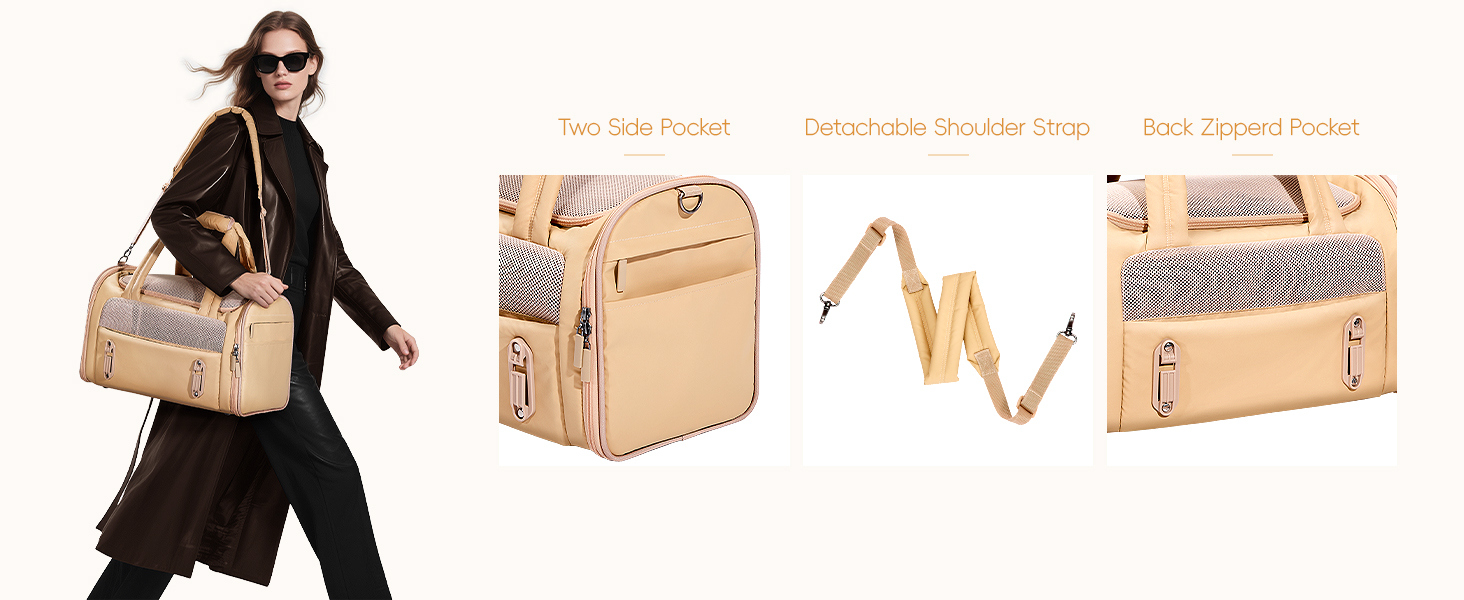 Транспортна переноска для котів та собак 4Pet, Khaki: міцна, з сіткою, для подорожей літаком та автомобілем