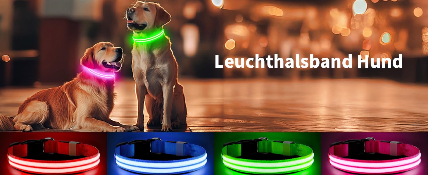 Світлодіодне нашийник для собак Leuchthalsband - світловий нашийник для собак, водонепроникний, 3 режими світіння, підходить для собак маленьких, середніх та великих порід