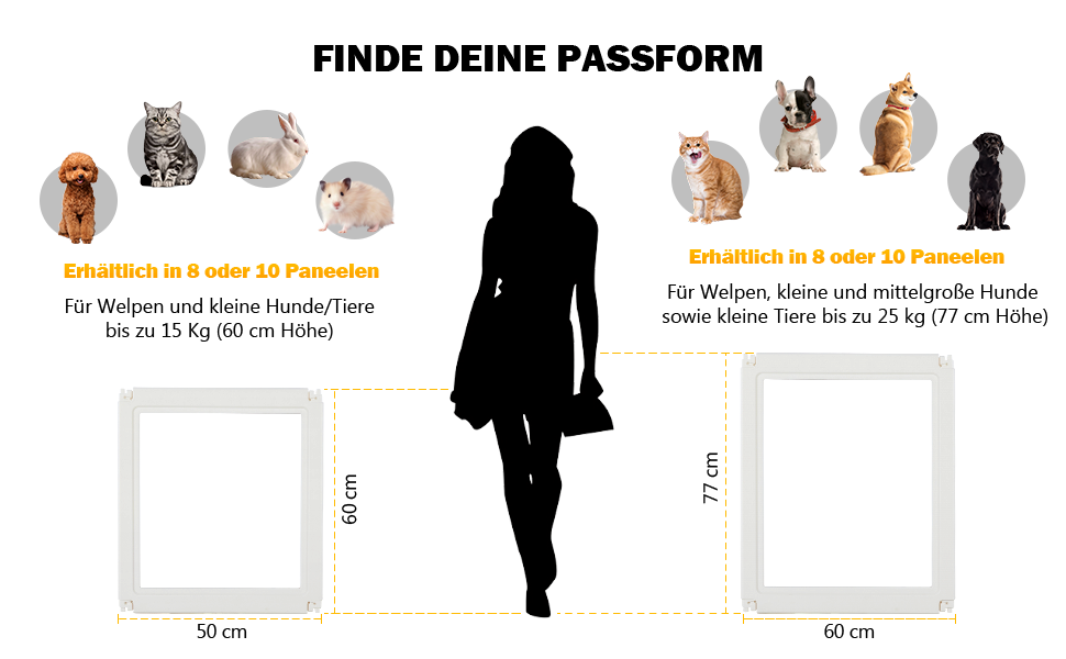 Акриловий вольєр для цуценят Klarer, ігровий майданчик для собак, котів, кроликів, легкий монтаж, вольєр для собак, переносний вольєр для малих та середніх собак (60 см, 8 шт.)